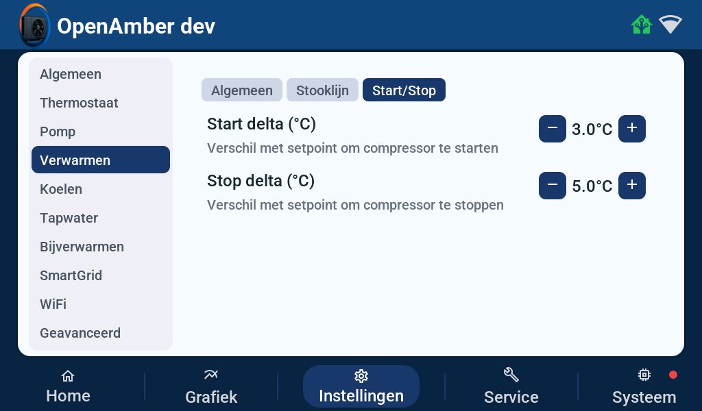 Verwarmen start/stop